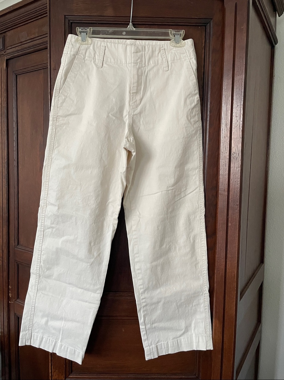 A New Day Ivory White Cotton Chinos Pants High Rise Straight Leg